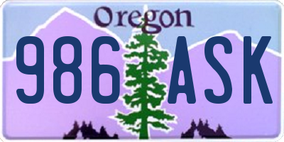 OR license plate 986ASK
