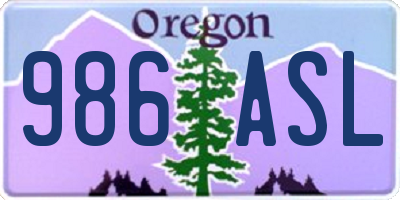 OR license plate 986ASL