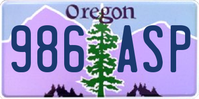 OR license plate 986ASP
