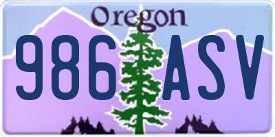 OR license plate 986ASV