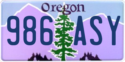 OR license plate 986ASY