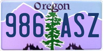 OR license plate 986ASZ