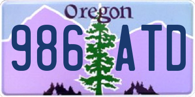 OR license plate 986ATD