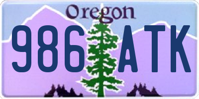 OR license plate 986ATK