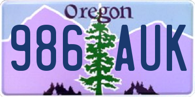OR license plate 986AUK