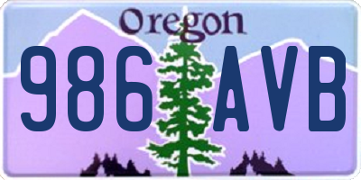 OR license plate 986AVB
