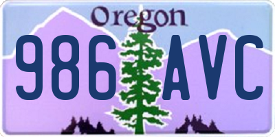 OR license plate 986AVC