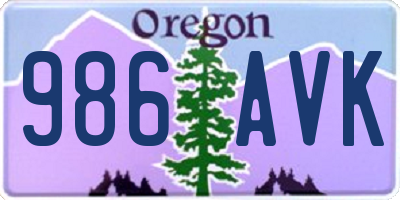 OR license plate 986AVK