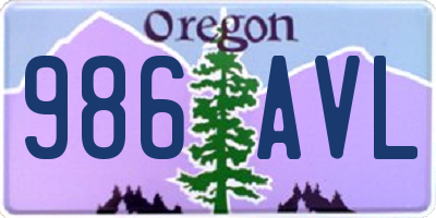 OR license plate 986AVL