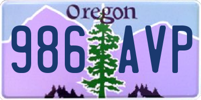 OR license plate 986AVP