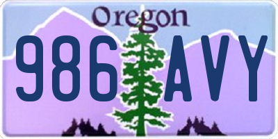 OR license plate 986AVY