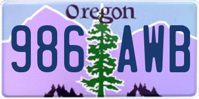 OR license plate 986AWB
