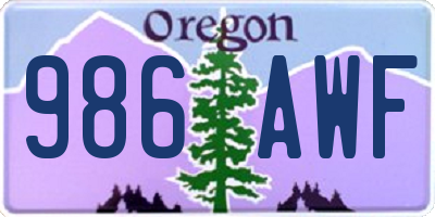 OR license plate 986AWF