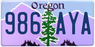 OR license plate 986AYA