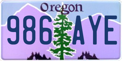 OR license plate 986AYE