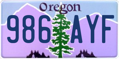 OR license plate 986AYF