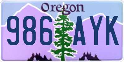 OR license plate 986AYK