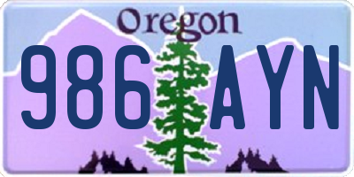 OR license plate 986AYN