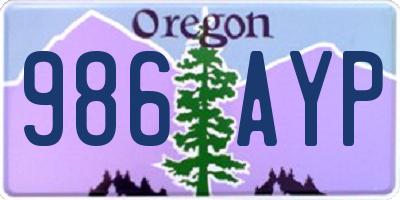 OR license plate 986AYP