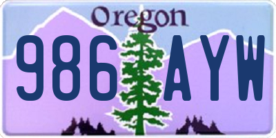 OR license plate 986AYW