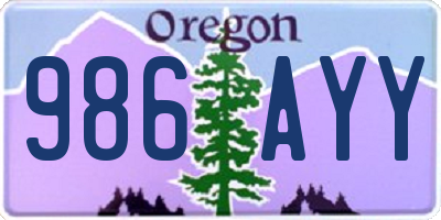 OR license plate 986AYY