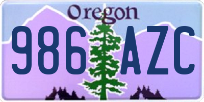 OR license plate 986AZC