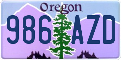 OR license plate 986AZD