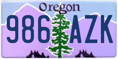 OR license plate 986AZK