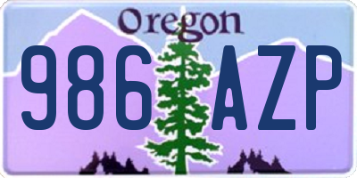 OR license plate 986AZP