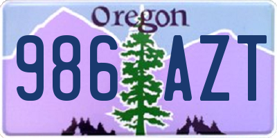 OR license plate 986AZT