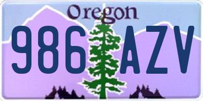 OR license plate 986AZV