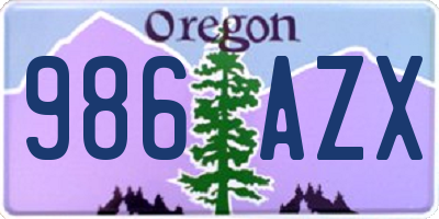 OR license plate 986AZX
