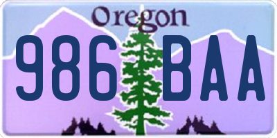 OR license plate 986BAA