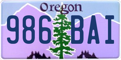 OR license plate 986BAI