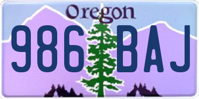 OR license plate 986BAJ
