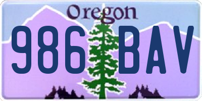 OR license plate 986BAV
