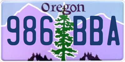 OR license plate 986BBA