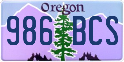 OR license plate 986BCS