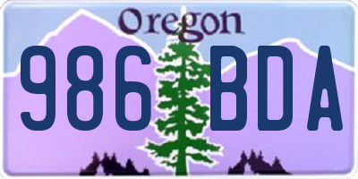 OR license plate 986BDA