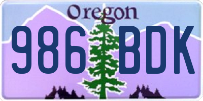 OR license plate 986BDK