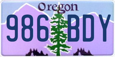 OR license plate 986BDY