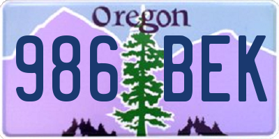 OR license plate 986BEK