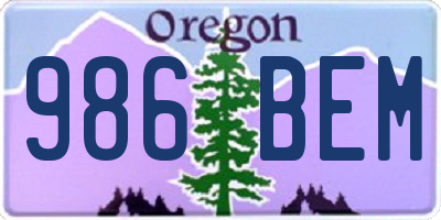 OR license plate 986BEM