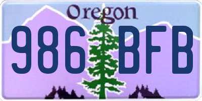 OR license plate 986BFB