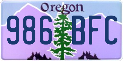OR license plate 986BFC