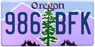 OR license plate 986BFK