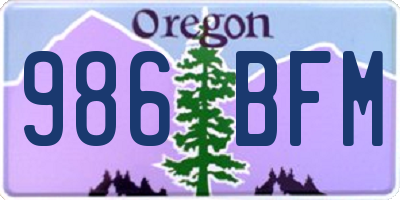 OR license plate 986BFM