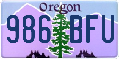 OR license plate 986BFU