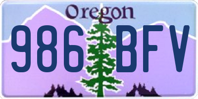 OR license plate 986BFV
