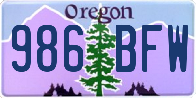 OR license plate 986BFW